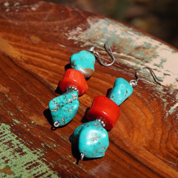 Red Coral / Turquoise Bracelet and Earring Set - Picture 16 of 16